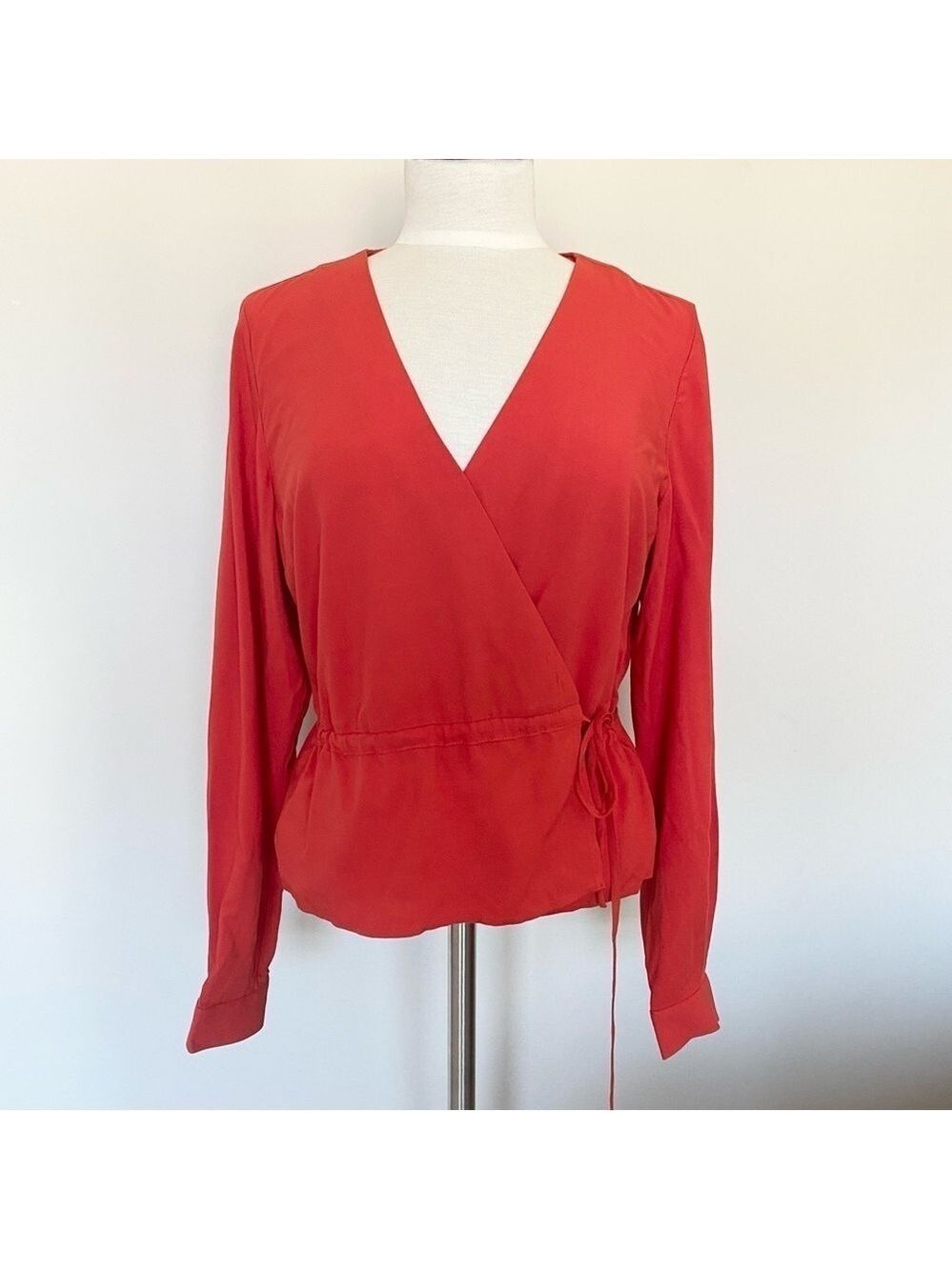 NWT Frank And Oak Orangy Red Wrap Top Viscose Women's Medium